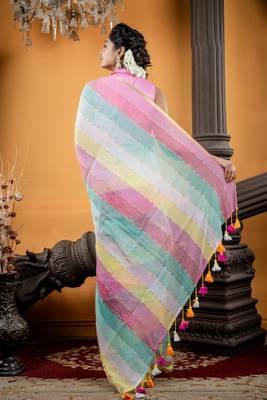 multicolor woven cotton zari work all seasons sarees 4