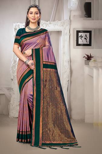 purple color art silk blended woven designer ethnic partywear saree