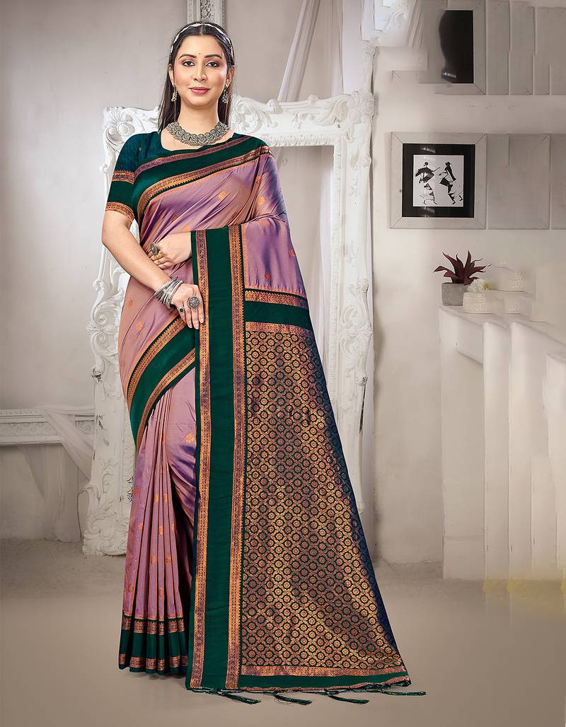 purple color art silk blended woven designer ethnic partywear saree