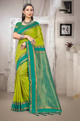 olive green color art silk blended woven designer ethnic partywear saree