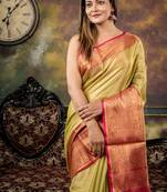 green hand woven linen bengal handloom all seasons sarees