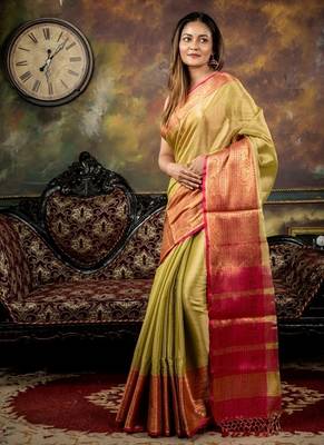 green hand woven linen bengal handloom all seasons sarees 2