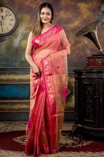 multicolor hand woven silk blend cotton zari work all seasons sarees