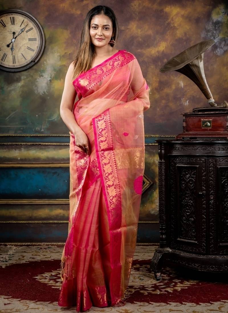 multicolor hand woven silk blend cotton zari work all seasons sarees