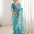 sky blue color georgette chiffon fabric saree with designer festive looks saree