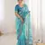 sky blue color georgette chiffon fabric saree with designer festive looks saree