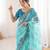 sky blue color georgette chiffon fabric saree with designer festive looks saree