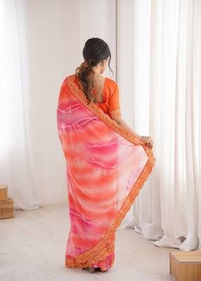 orange georgette chiffon saree with festive looks saree 2