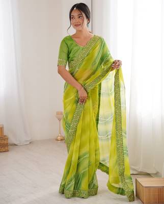 mahendi georgette chiffon saree with festive looks saree 1