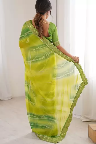 mahendi georgette chiffon saree with festive looks saree
