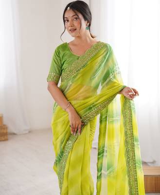 mahendi georgette chiffon saree with festive looks saree 3