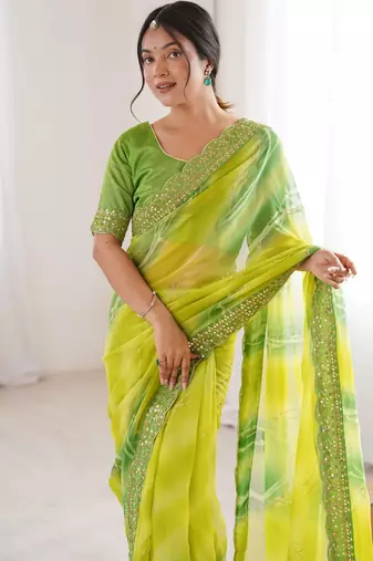 mahendi georgette chiffon saree with festive looks saree