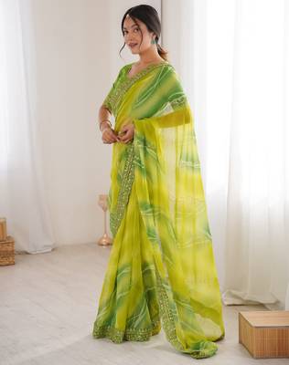 mahendi georgette chiffon saree with festive looks saree 4