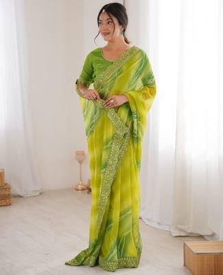 mahendi georgette chiffon saree with festive looks saree 5