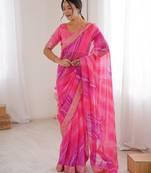 pink color georgette chiffon fabric saree with designer festive looks saree