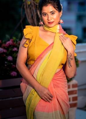 multicolor woven cotton zari work all seasons sarees 2