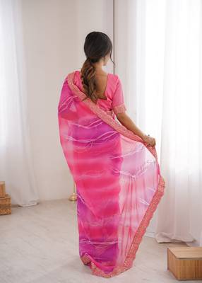 pink georgette chiffon saree with festive looks saree 2