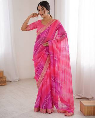 pink georgette chiffon saree with festive looks saree 5