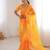yellow color georgette chiffon fabric saree with designer festive looks saree
