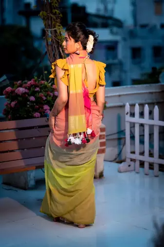 multicolor woven cotton zari work all seasons sarees