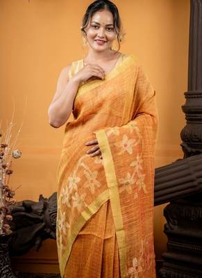 multicolor hand woven linen zari work all seasons sarees 2