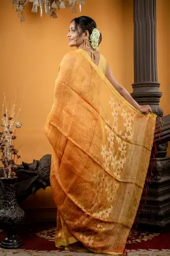 multicolor hand woven linen zari work all seasons sarees