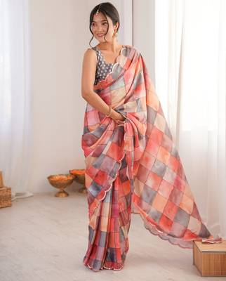 multy chinon digital print smart ethnic saree 1