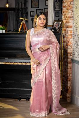 multicolor woven tissue stone work all seasons sarees 1