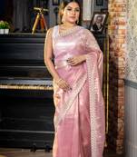 multicolor woven tissue stone work all seasons sarees