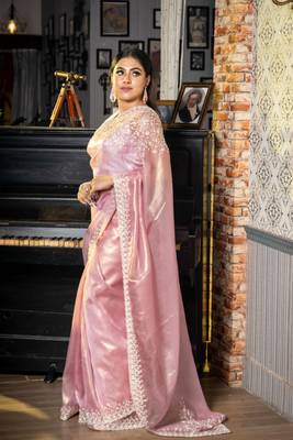 multicolor woven tissue stone work all seasons sarees 2