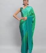 parrot green color ready to wear chinon fabric saree for stylish looks