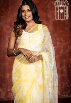 multicolor woven organza sequins work all seasons sarees 2
