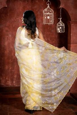 multicolor woven organza sequins work all seasons sarees 4