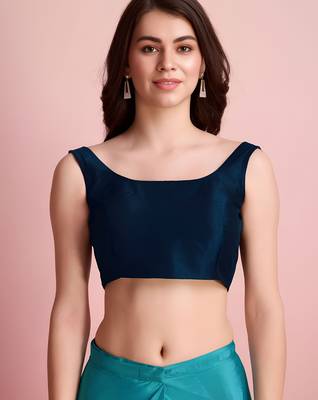 blue ready to wear chinon saree stylish looks 5