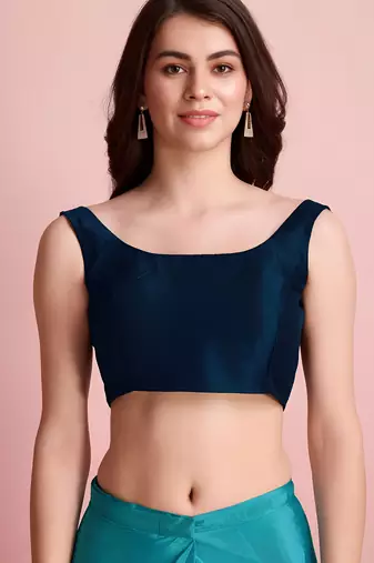 blue ready to wear chinon saree stylish looks