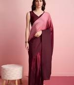 coffee color ready to wear chinon fabric saree for stylish looks