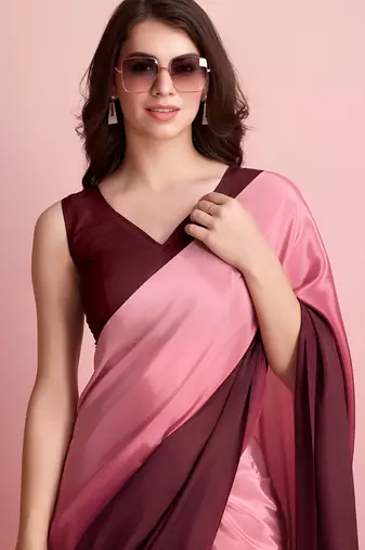 coffee ready to wear chinon saree stylish looks