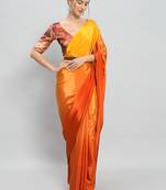 yellow color ready to wear chinon fabric saree for stylish looks