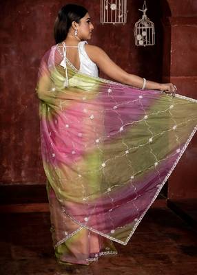 multicolor woven organza zari work all seasons sarees 4
