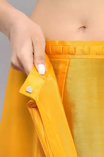 yellow ready to wear chinon saree stylish looks