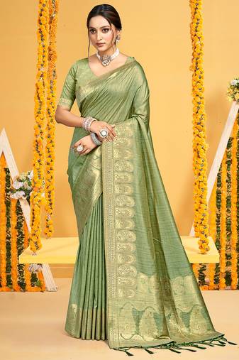 light green color beautiful assam silk blend blend fabric saree woven designer saree