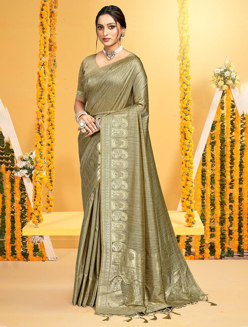 beige color beautiful assam silk blend blend fabric saree woven designer saree