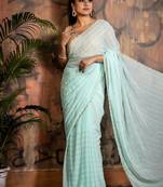 green woven georgette cutdana work all seasons sarees