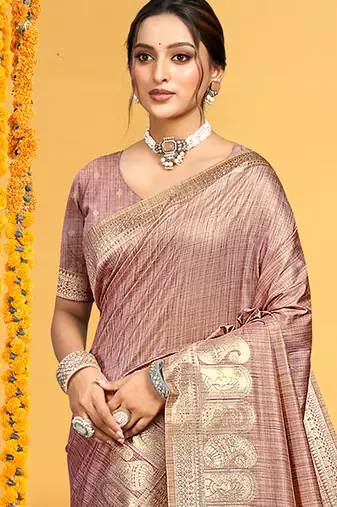 mauve assam silk blend blend saree woven saree