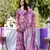 purple color georgette fabric beautiful floral printed saree