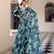teal color georgette fabric beautiful floral printed saree