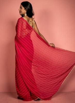 pink woven georgette cutdana work all seasons sarees 4