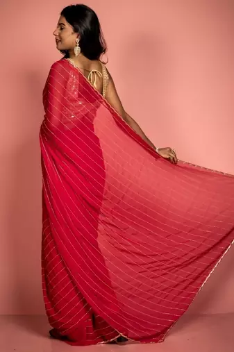 pink woven georgette cutdana work all seasons sarees