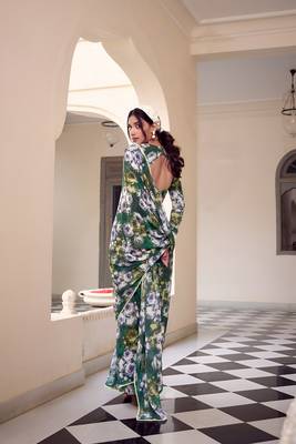 rama georgette floral printed saree 2