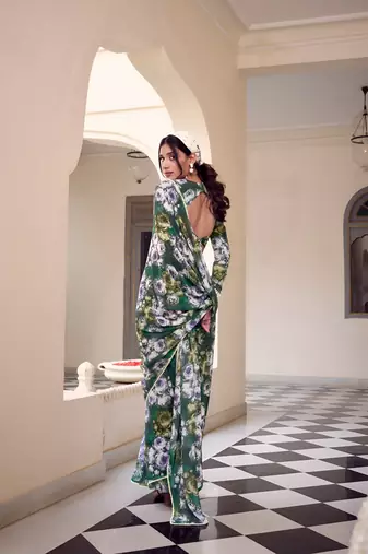 rama georgette floral printed saree